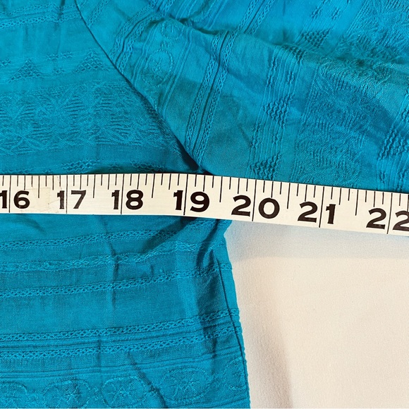 Beautiful Alfred Dunner teal neru collar tunic with embroidered details 8P - Picture 4 of 9